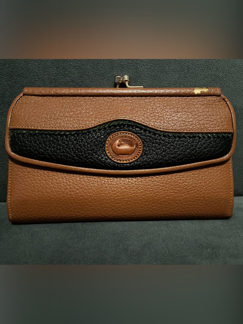 Dooney & Bourke Brown and Black Leather Clasp Wallet
